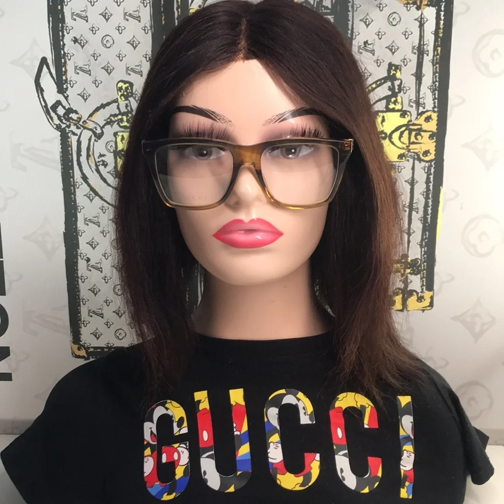 New Authentic Gucci GG0452O 004 Eyeglasses Brown Havana Oversized Square Frames